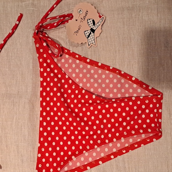 Power Flower Girls Red & White Poka Dotted String Bikini - Picture 2 of 9